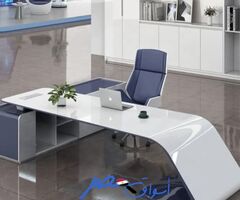 مكتب مودرن ابيض حرف U كابينة ألكتروستاتيك مقاس 180